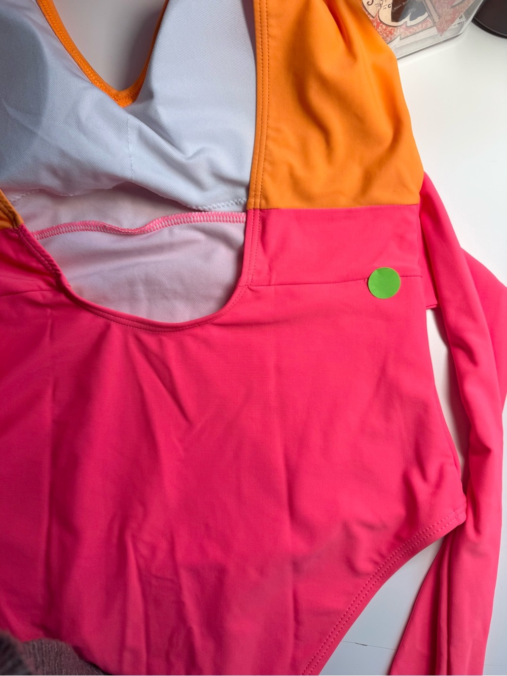 Orange & Pink One-Piece Swim Suit with Waist Sash - Picture 10 of 12